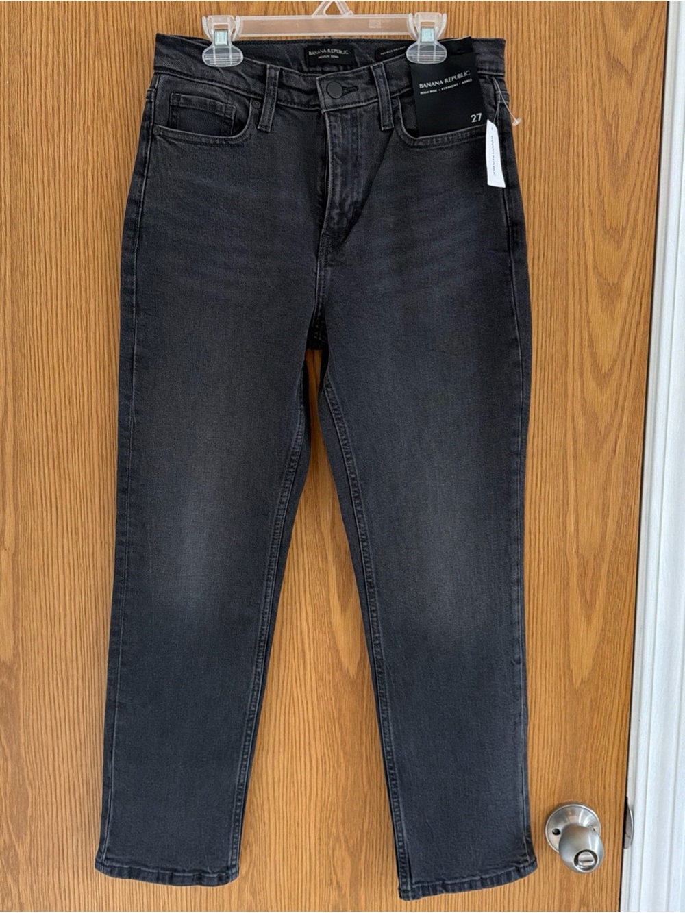 NWT Banana Republic High Rise Straight Ankle Jeans Women’s 27 Black 90s Denim